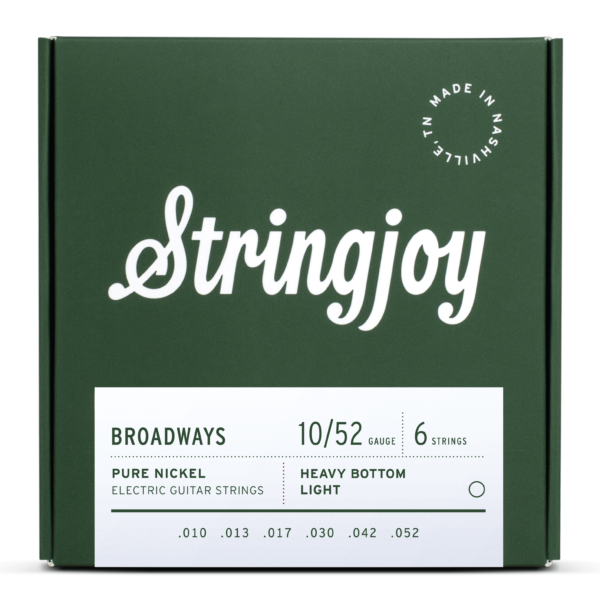 Stringjoy Broadways | Heavy Bottom Light Gauge (10-52) Pure Nickel Electric Guitar Strings [New]
