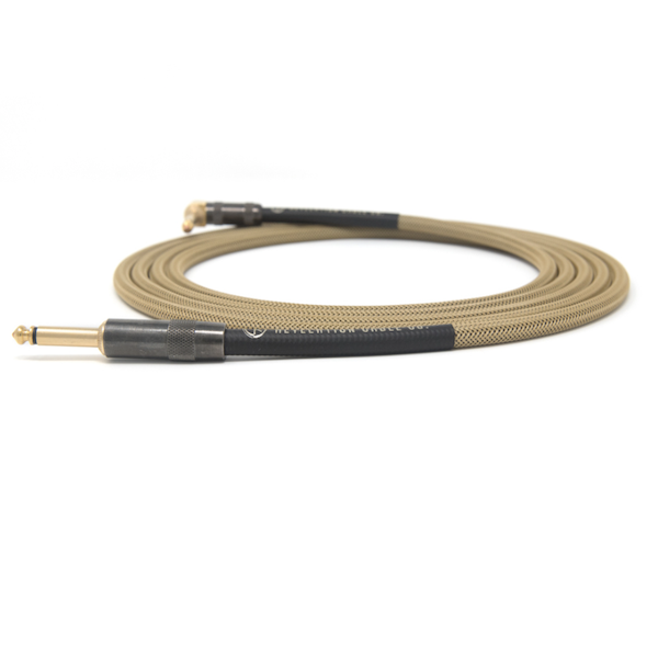 Revelation Cable Company 15' Dark Gold Tweed Instrument Cable - Straight to Right/ Angle [New]