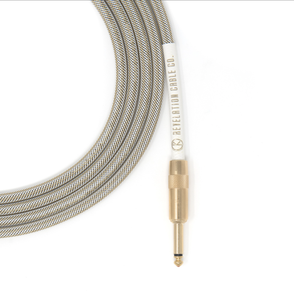 Revelation Cable Company 10'- White Gold Tweed Instrument Cable- Straight to Right/Angle [New]