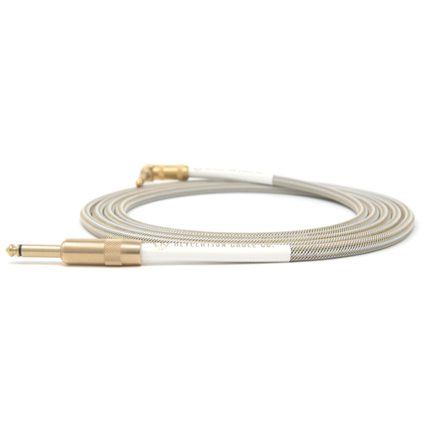 Revelation Cable Company 15' White Gold Tweed Instrument Cable - Straight to Right/ Angle [New]