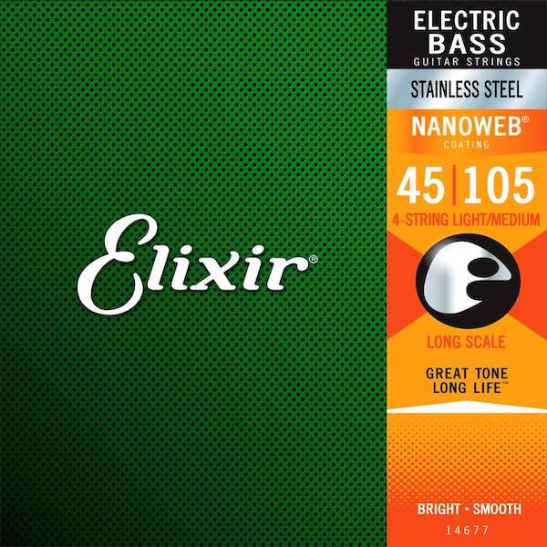 Elixir 14677 Stainless Steel Nanoweb Light/Medium Bass Strings Long Scale 45-105