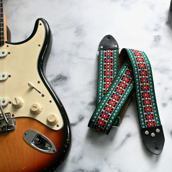 Tom's Vintage Straps Black 'Mojave' Guitar/Bass Hippie Strap, Black Leather Ends [New]