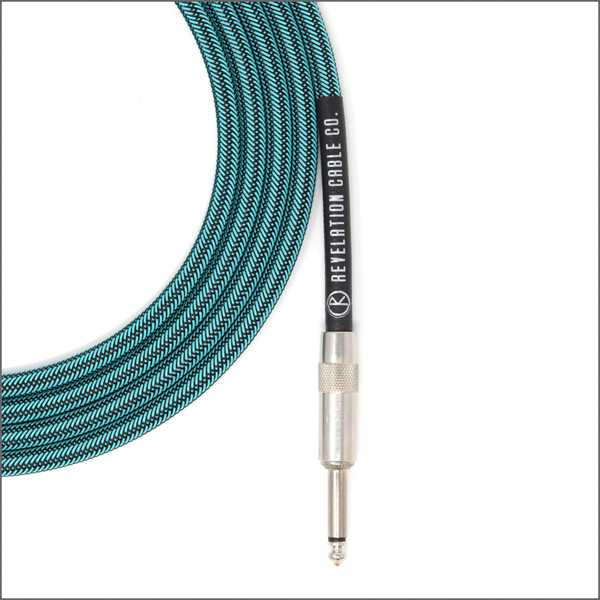 Revelation Cable Company 15' Turquoise Tweed  Instrument Cable - Straight to Straight [New]