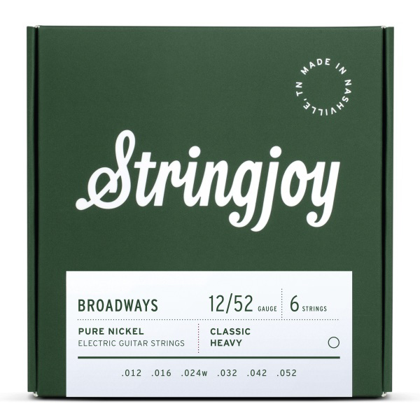 Stringjoy Broadways Classic Heavy Gauge (12-52) Pure Nickel Electric Guitar Strings [New]