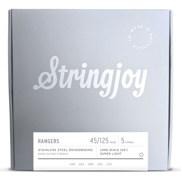 Stringjoy Rangers Light Gauge (45-125) 5 String Long Scale Stainless Steel Bass Guitar Strings [New]