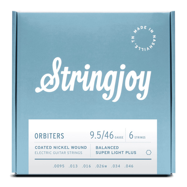 Stringjoy Orbiters | Balanced Super Light Plus Gauge (9.5-46) Coated Nickel Wound Electric Guitar Strings [New]