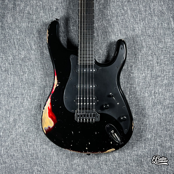 LsL Instruments  Saticoy Black Over Blood Red Metallic Heavy Aged "Lava Flow" Guitar [New]